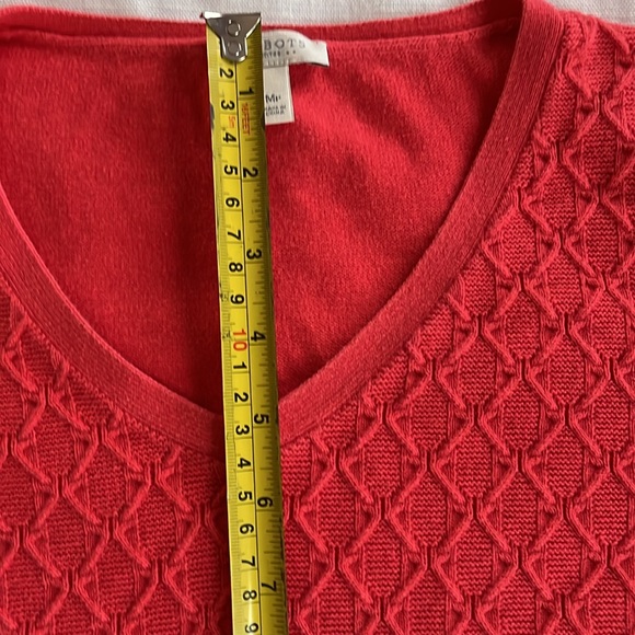 Talbots coral raised diamond stitching 3/4 length v-neck sweater - Picture 8 of 13